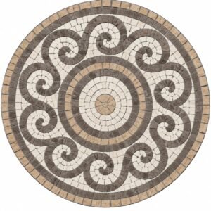 Sonsuzluk Spirali mozaik yapım kiti, merkezden yayılan geometrik spiraller, doğal taş mozaik