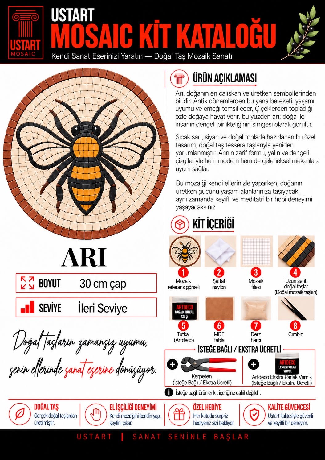 Arı Mozaik Kiti kutu içeriği katalog görseli