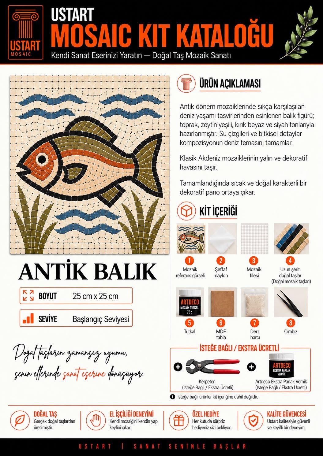 Antik Balık Mozaik Kiti - Görsel 2