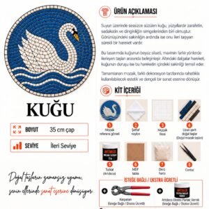 Kuğu Mozaik Kiti kutu içeriği katalog görseli