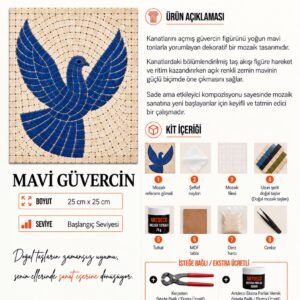 Mavi Güvercin Mozaik Kiti kutu içeriği katalog görseli