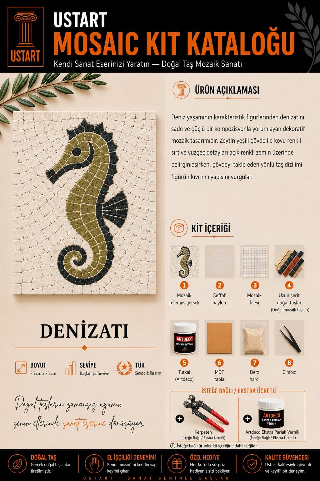 Denizatı Mozaik Kiti kutu içeriği katalog görseli
