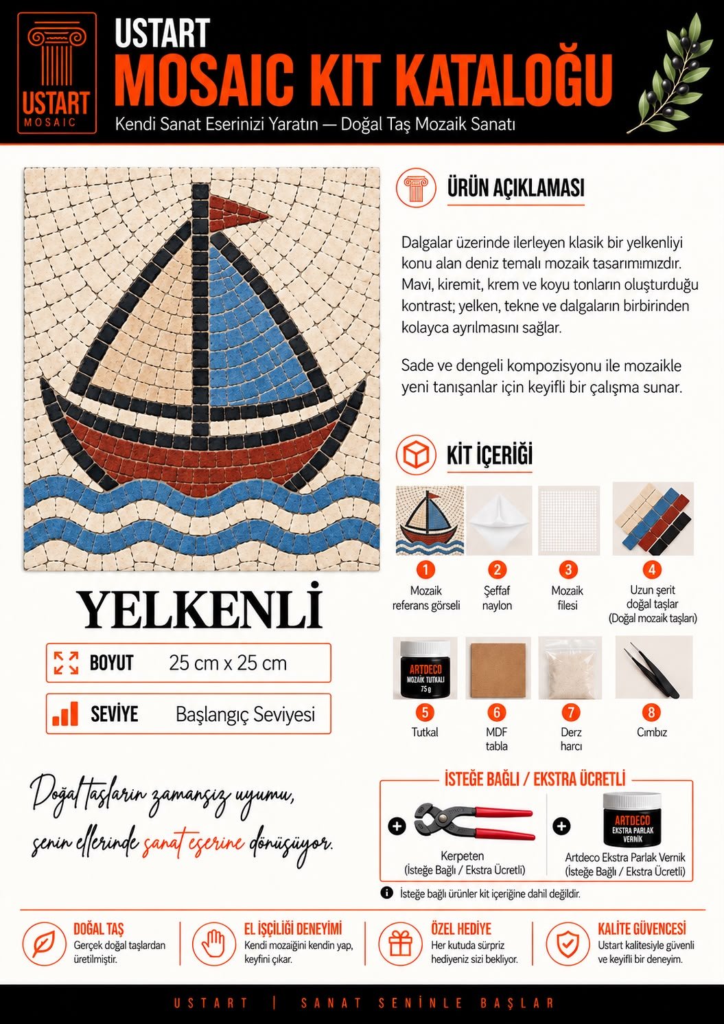 Yelkenli Mozaik Kiti kutu içeriği katalog görseli