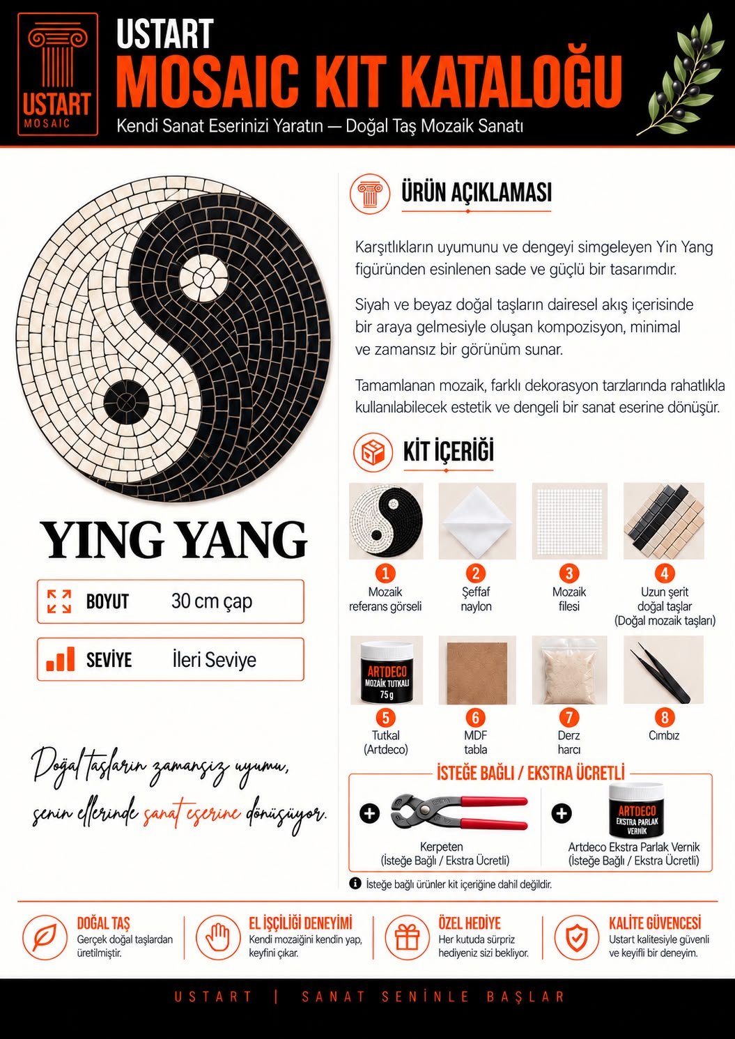 Yin Yang Mozaik Kiti kutu içeriği katalog görseli