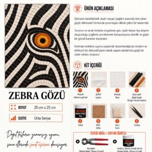 Zebra Gözü Mozaik Kiti kutu içeriği katalog görseli